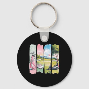 Retro Preppy Golf Golfer Women Girls Kids Key Ring