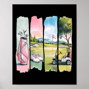 Retro Preppy Golf Golfer Women Girls Kids Poster