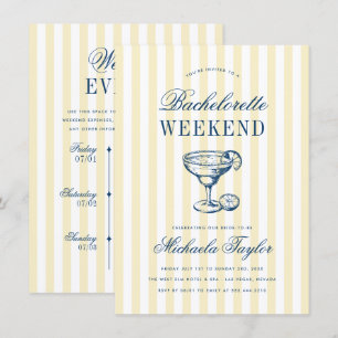Retro Preppy Margarita Bachelorette Weekend Party Invitation