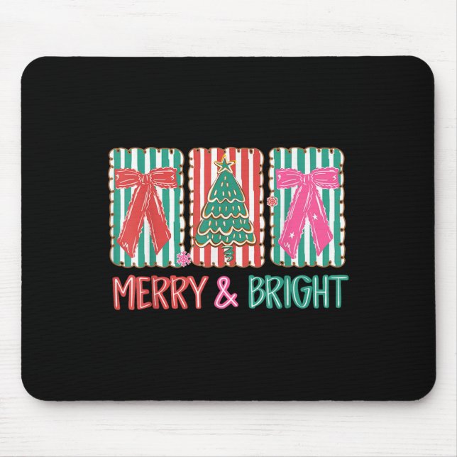 Retro Preppy Merry And Bright Girly Coquette Chris Mouse Pad (Front)