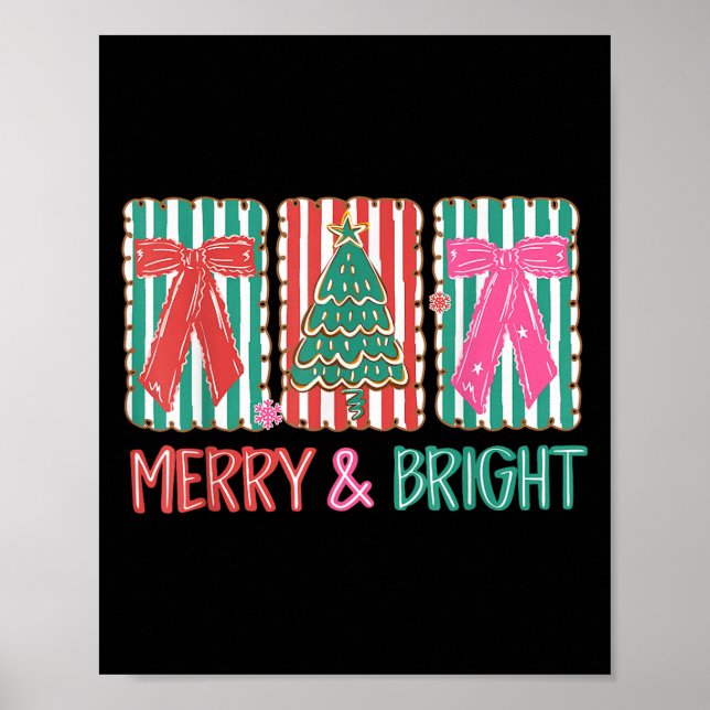 Retro Preppy Merry And Bright Girly Coquette Chris Poster (Front)