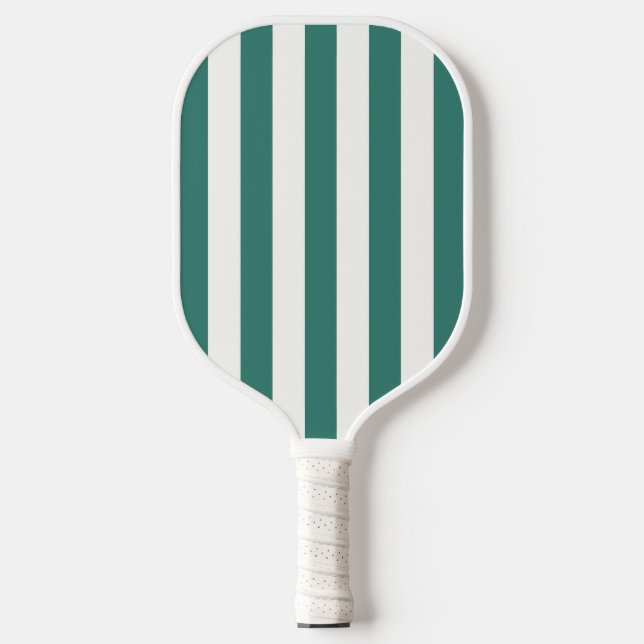 Retro Preppy Sportswear Stripes - Field Green Pickleball Paddle (Front)