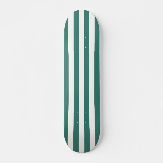 Retro Preppy Sportswear Stripes - Field Green Skateboard (Front)