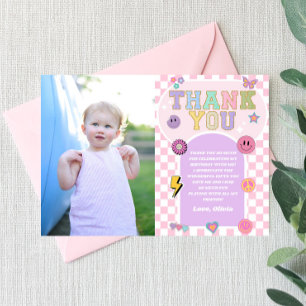 Retro Preppy Varsity Patch Birthday Party Thank You Card