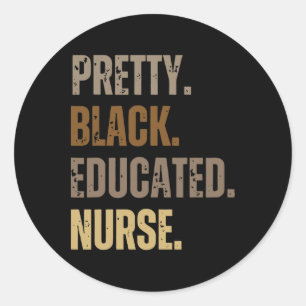 Retro Pretty Black Educated Nurse Black History Mo Classic Round Sticker