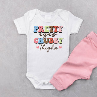 Retro Pretty Eyes Chubby Thighs Baby Bodysuit