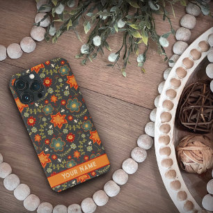 Retro Pretty Fun Floral Dragonfly Custom Name  iPhone 13 Pro Max Case