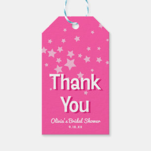 Retro Pretty Pink Stars Bridal Shower Favour Gift Tags