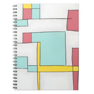 Retro Primary Color Geometric Grid Notebook