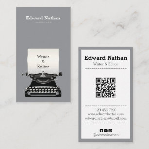 Retro professional typewriter qr code business card
