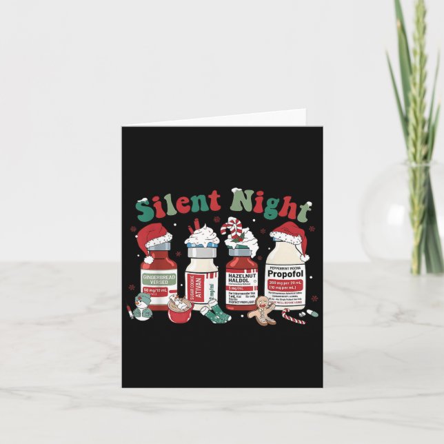 Retro Profol Silent Night Icu Nurses Funny Merry C Card (Front)