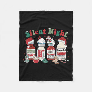 Retro Profol Silent Night Icu Nurses Funny Merry C Fleece Blanket