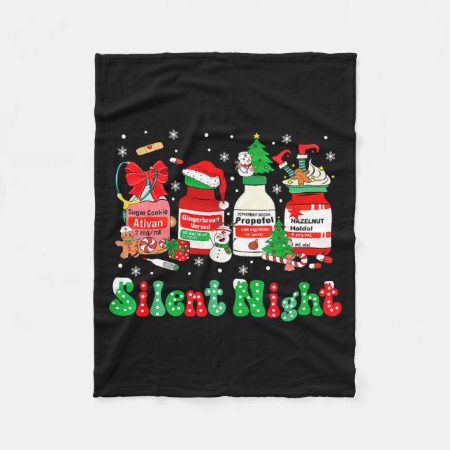 Retro Profol Silent Night Icu Nurses Funny Merry C Fleece Blanket (Front)