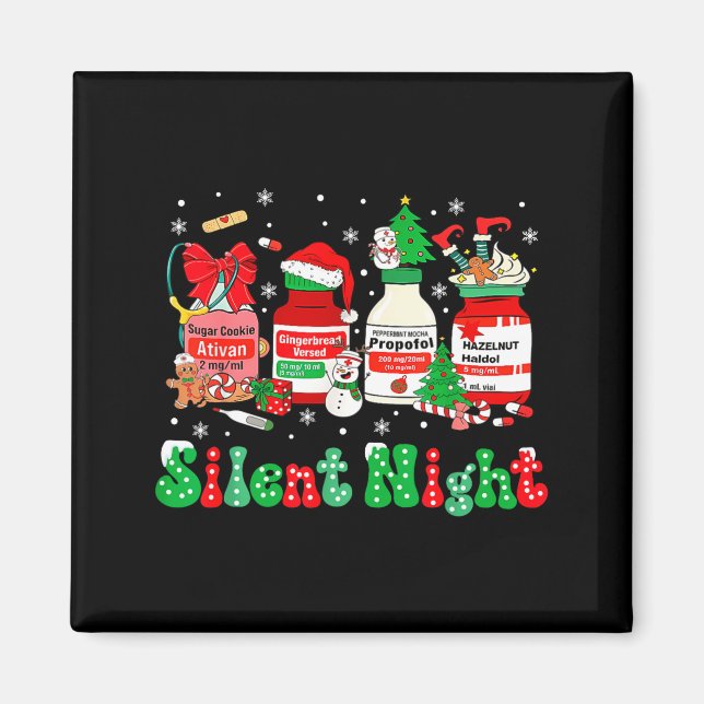 Retro Profol Silent Night Icu Nurses Funny Merry C Magnet (Front)