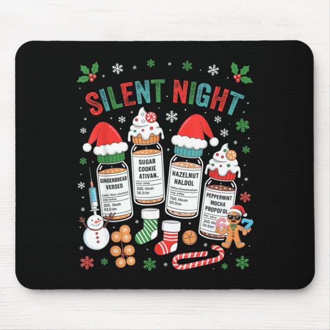 Retro Profol Silent Night Icu Nurses Funny Merry C Mouse Pad (Front)