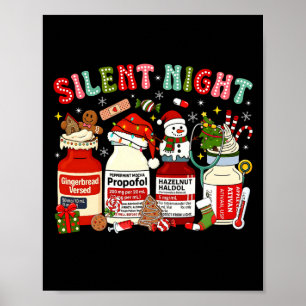 Retro Profol Silent Night Icu Nurses Funny Merry C Poster