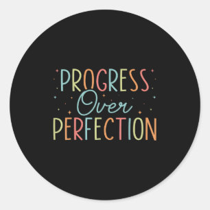 Retro Progress Over Perfection Motivational Quote  Classic Round Sticker