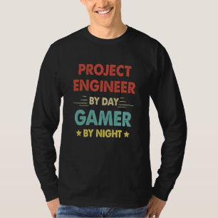 Retro Project Engineer By Day Gamer By Night T-Shirt