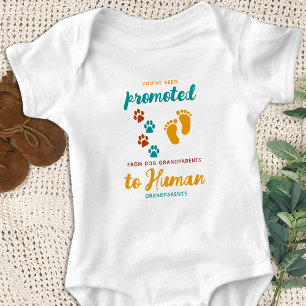 Retro Promoted Grandparents Dog Pregnancy Reveal Baby Bodysuit