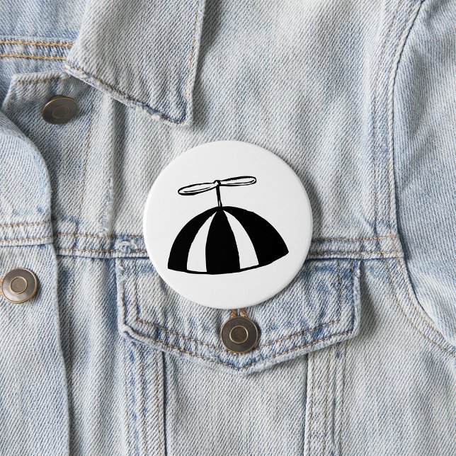 Retro Propeller Beanie Whimsical Black and White  7.5 Cm Round Badge (Creator Uploaded)