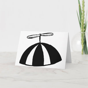 Retro Propeller Beanie Whimsical Black and White  Card