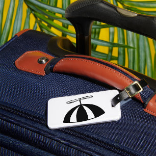 Retro Propeller Beanie Whimsical Black and White  Luggage Tag