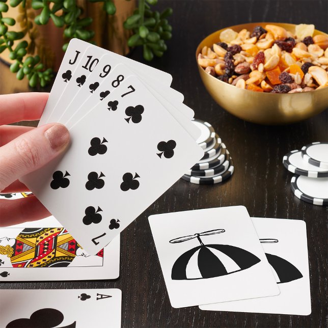 Retro Propeller Beanie Whimsical Black and White  Playing Cards (Creator Uploaded)