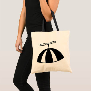 Retro Propeller Beanie Whimsical Black and White  Tote Bag