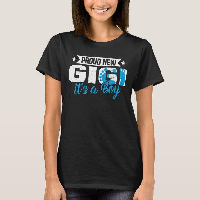 Retro Proud New Gigi It's A Boy Gender Reveal T-Shirt (Front)