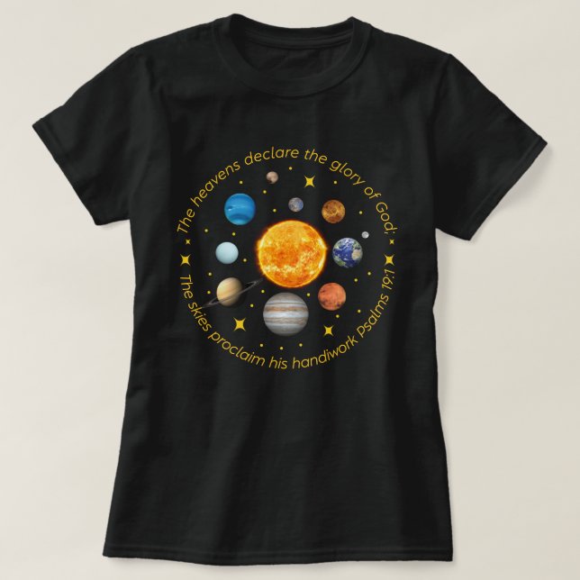 Retro Psalm 19:1 Homeschool CC Cycle Outer Space T-Shirt (Design Front)