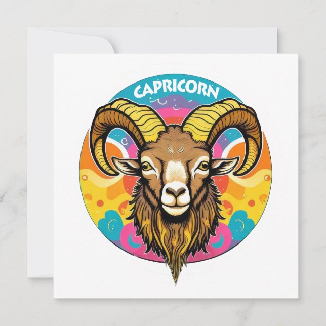 Retro Psychedelic Capricorn Zodiac Goat Dec Jan  (Front)