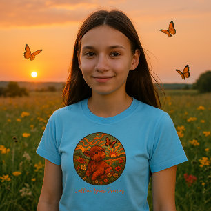 Retro Psychedelic Cute Highland Calf Inspirational T-Shirt