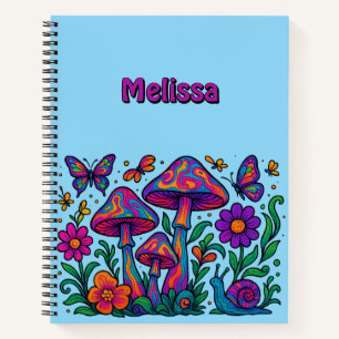 Retro Psychedelic Flowers & Mushrooms Notebook