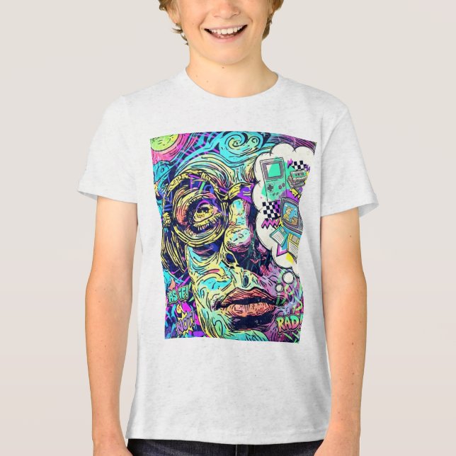 Retro Psychedelic Kids Childrens T-Shirt Tri-Blend Shirt (Front)