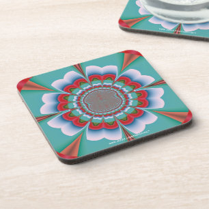 Retro Psychedelic Mandala Bloom Abstract Art Coaster