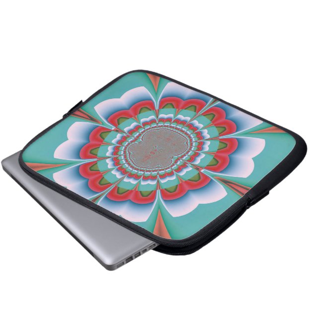 Retro Psychedelic Mandala Bloom Abstract Art Laptop Sleeve (Front Bottom)