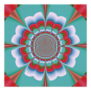 Retro Psychedelic Mandala Bloom Abstract Art Photo Print
