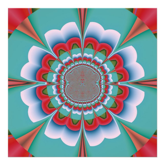 Retro Psychedelic Mandala Bloom Abstract Art Photo Print (Front)