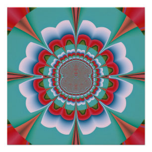 Retro Psychedelic Mandala Bloom Abstract Art Poster