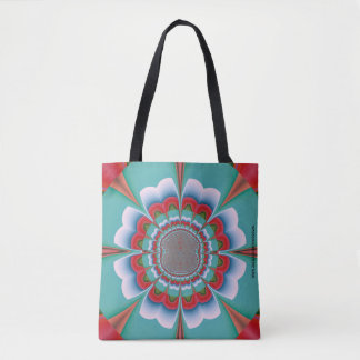 Retro Psychedelic Mandala Bloom Abstract Art Tote Bag