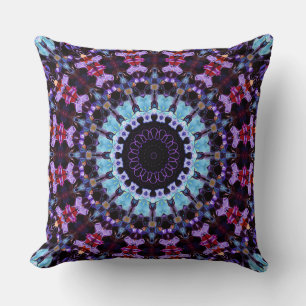 Retro Psychedelic Mandala Hippie Boho Tie Dye Cushion