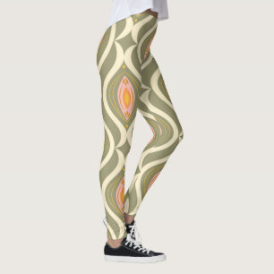 Retro Psychedelic Mandala Yoga Pants Green