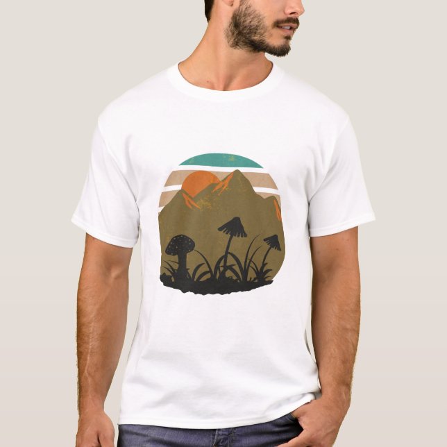 Retro Psychedelic Mushroom Forager T-Shirt (Front)