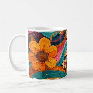 Retro Psychedelic Swirls Mushrooms Vintage Coffee Mug