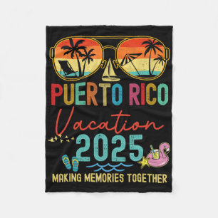 Retro Puerto Rico Vacation 2025 Memories Matching Fleece Blanket