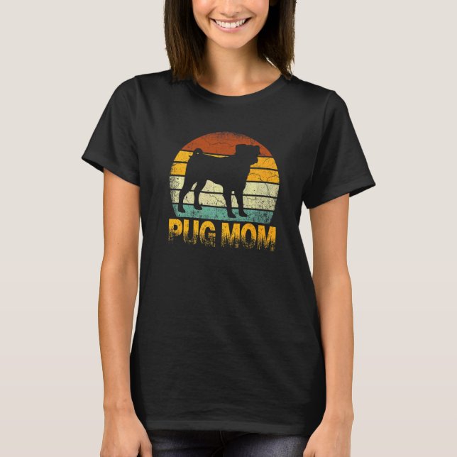 Retro Pug Mum  Doxie Dog Owner Mother Pet Mama T-Shirt (Front)