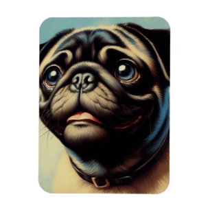 Retro Pug Painting Magnet