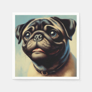 Retro Pug Painting Napkin