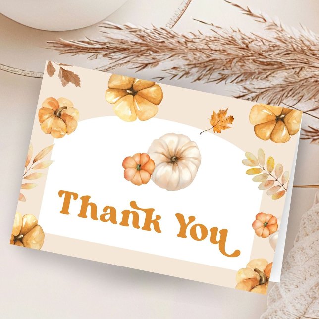 Retro Pumpkin  Baby Shower Folded Thank You Card (Creator Uploaded)