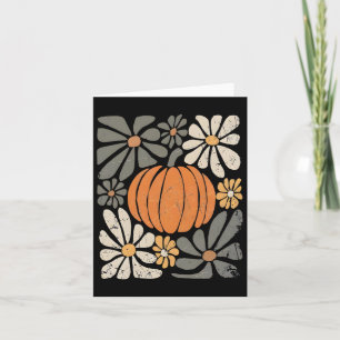 Retro Pumpkin Boho Flowers Fall Autumn Thanksgivin Card